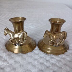 Brass Horse Candle Holders, set of 2